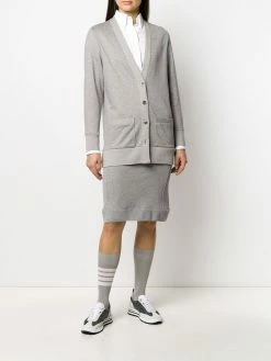 Thom Browne tonal 4-Bar loopback cotton skirt