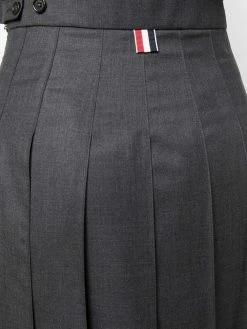 Thom Browne DARK GREY SUPER 120's TWILL BELOW KNEE PLEATED SKIRT
