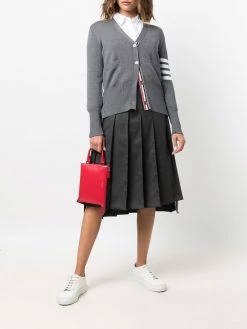 Thom Browne DARK GREY SUPER 120's TWILL BELOW KNEE PLEATED SKIRT
