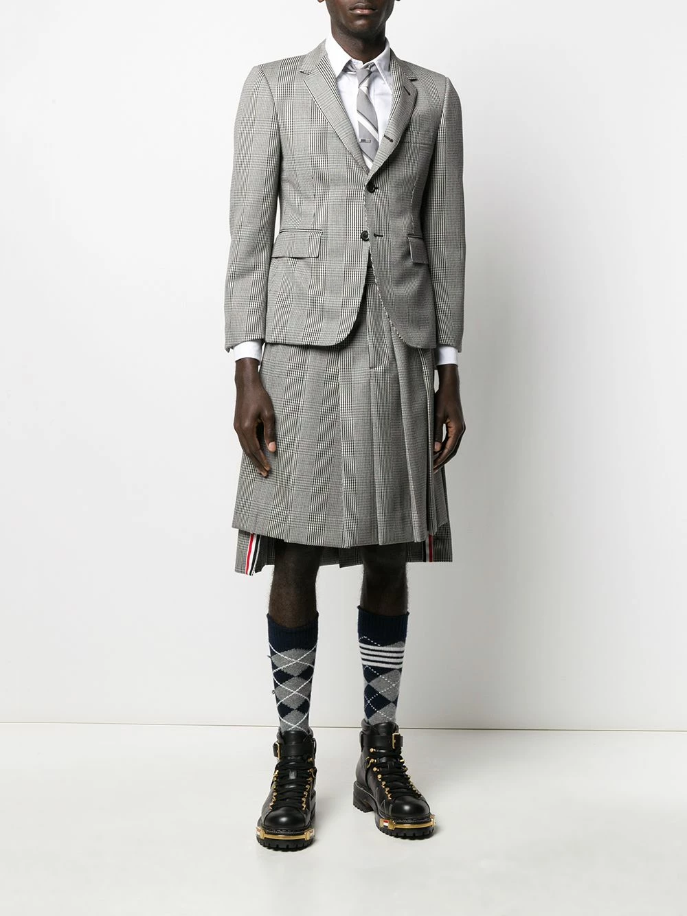 Thom Browne Prince of Wales check pleated skirt tailored shorts of men 2 Thom Browne Prince of Wales check pleated skirt