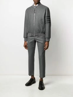 Thom Browne tonal 4-Bar flannel bomber jacket
