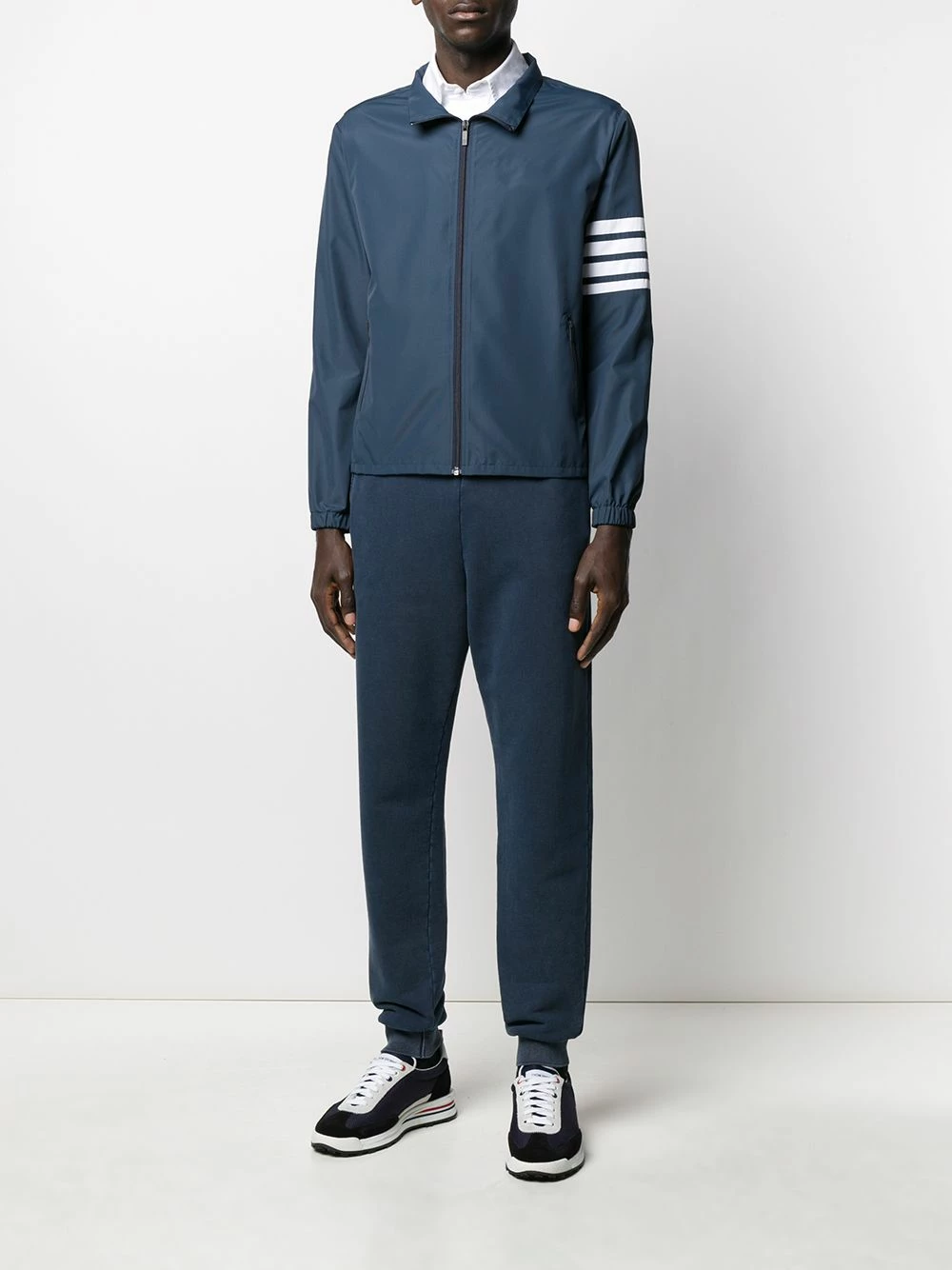 Thom Browne 4 Bar funnel neck zip up jacket lightweight jackets of men 2 Thom Browne 4-Bar funnel neck zip-up jacket