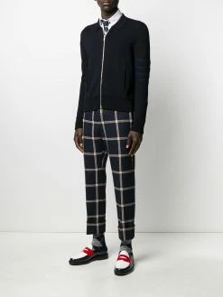 Thom Browne tonal 4-Bar Shetland bomber jacket