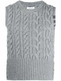 Thom Browne 4-Bar Fun-Mix Aran cable vest