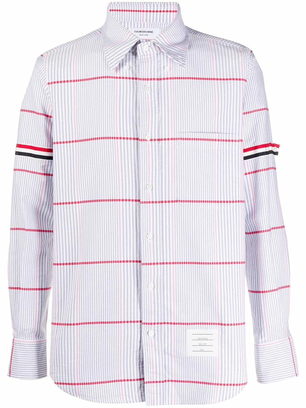 Thom Browne Check grosgain armband Oxford shirt shirts of men 1 Thom Browne check grosgain armband Oxford shirt
