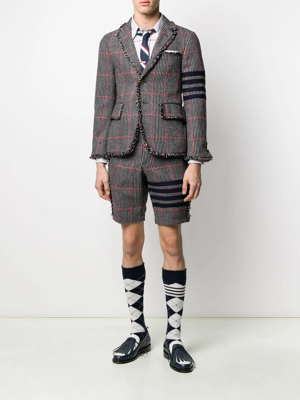 Thom Browne Check grosgain armband Oxford shirt shirts of men 2 Thom Browne check grosgain armband Oxford shirt