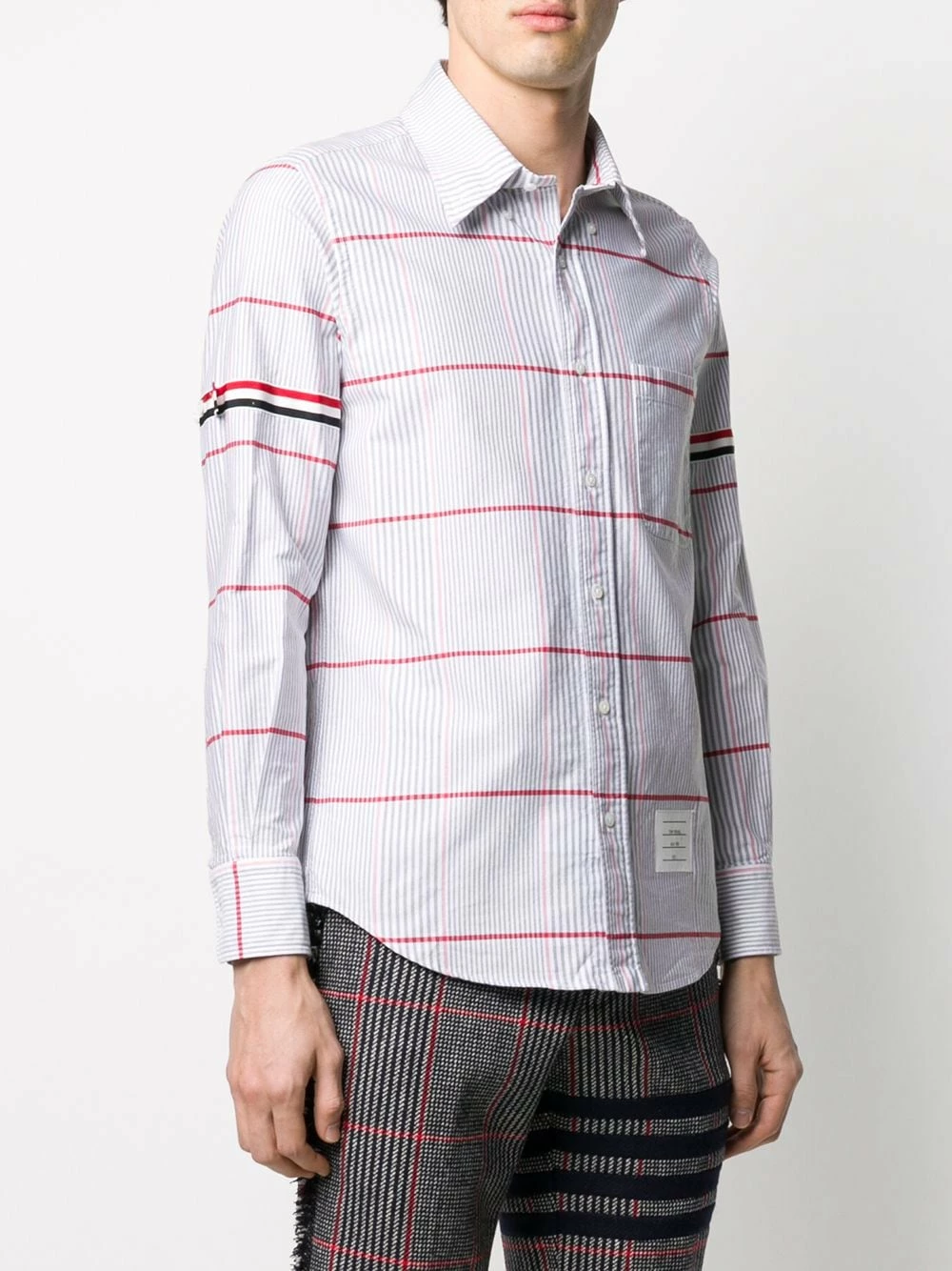 Thom Browne Check grosgain armband Oxford shirt shirts of men 3 Thom Browne check grosgain armband Oxford shirt