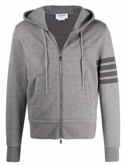 Thom Browne 4-Bar zip-up loopback-cotton hoodie