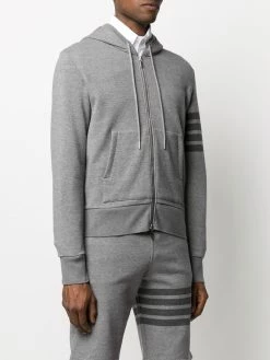 Thom Browne 4-Bar zip-up loopback-cotton hoodie
