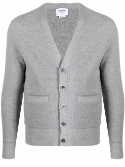 Thom Browne V-neck cashmere piqué cardigan