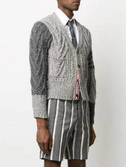 Thom Browne 4-Bar Aran cable knit cardigan