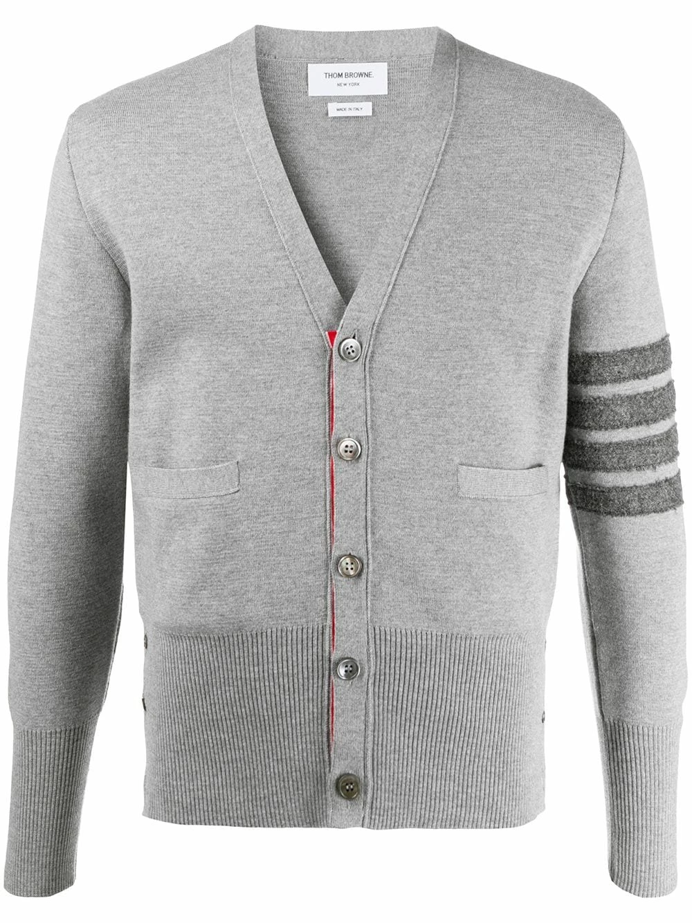 Thom Browne 4 Bar V neck Shetland wool cardigan cardigans of men 1 Thom Browne 4-Bar V-neck Shetland wool cardigan