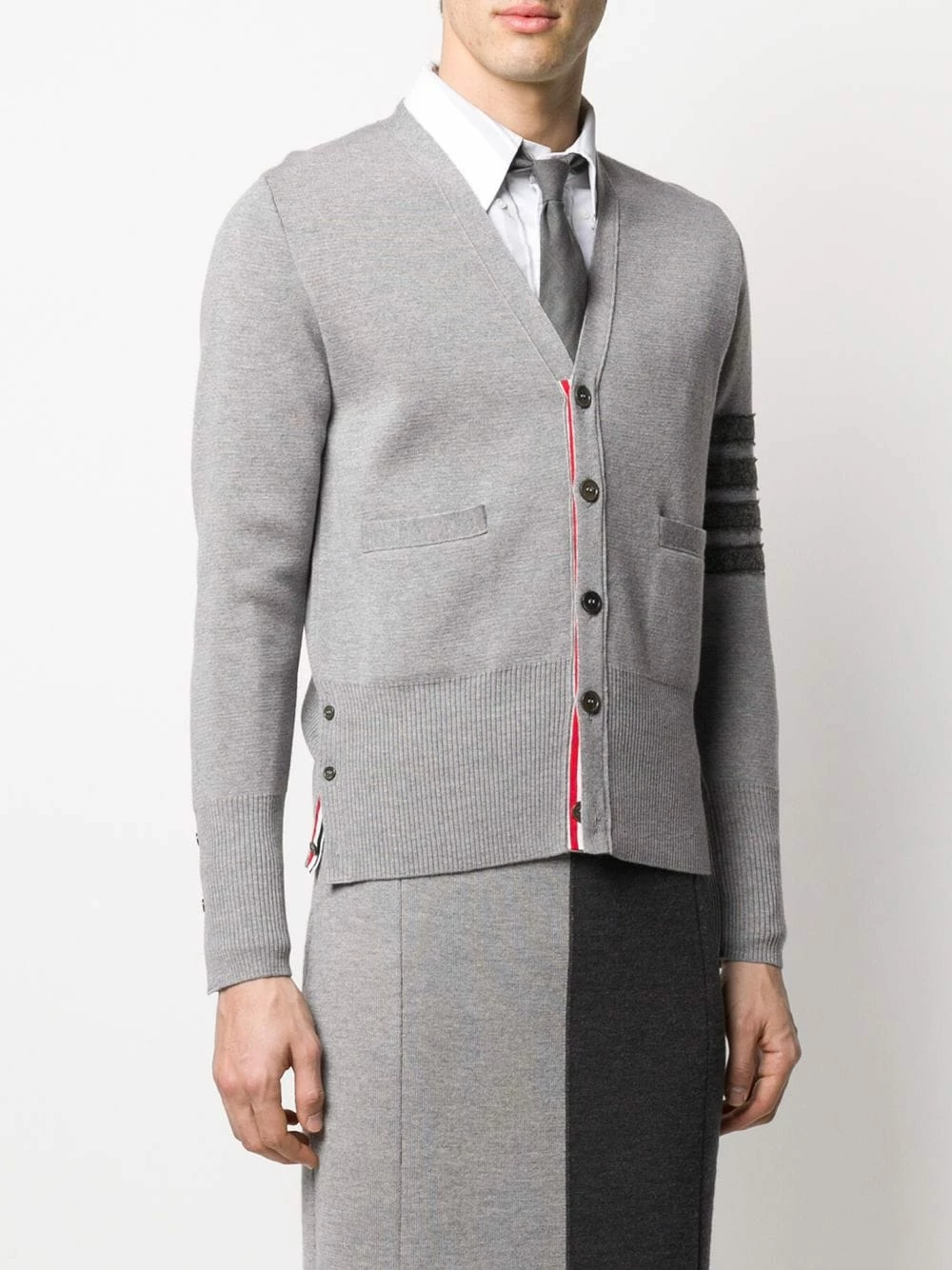Thom Browne 4 Bar V neck Shetland wool cardigan cardigans of men 3 Thom Browne 4-Bar V-neck Shetland wool cardigan