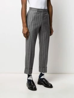 Thom Browne ground chalk-stripe flannel trousers