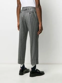 Thom Browne ground chalk-stripe flannel trousers