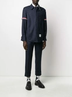 Thom Browne ground chalk-stripe flannel trousers