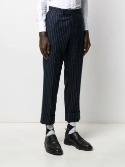 Thom Browne ground chalk-stripe flannel trousers