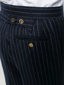 Thom Browne ground chalk-stripe flannel trousers