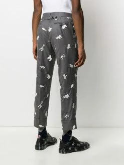 Thom Browne animal-embroidered cropped trousers
