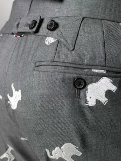 Thom Browne animal-embroidered cropped trousers