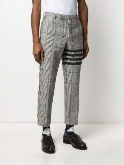 Thom Browne 4-Bar Prince of Whales check frayed chinos