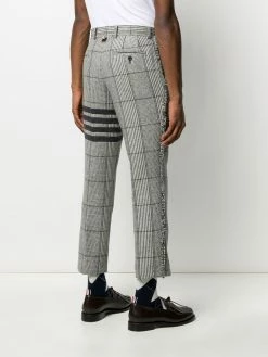 Thom Browne 4-Bar Prince of Whales check frayed chinos