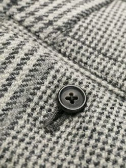 Thom Browne 4-Bar Prince of Whales check frayed chinos