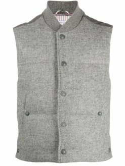 Thom Browne snap-button padded Shetland wool gilet