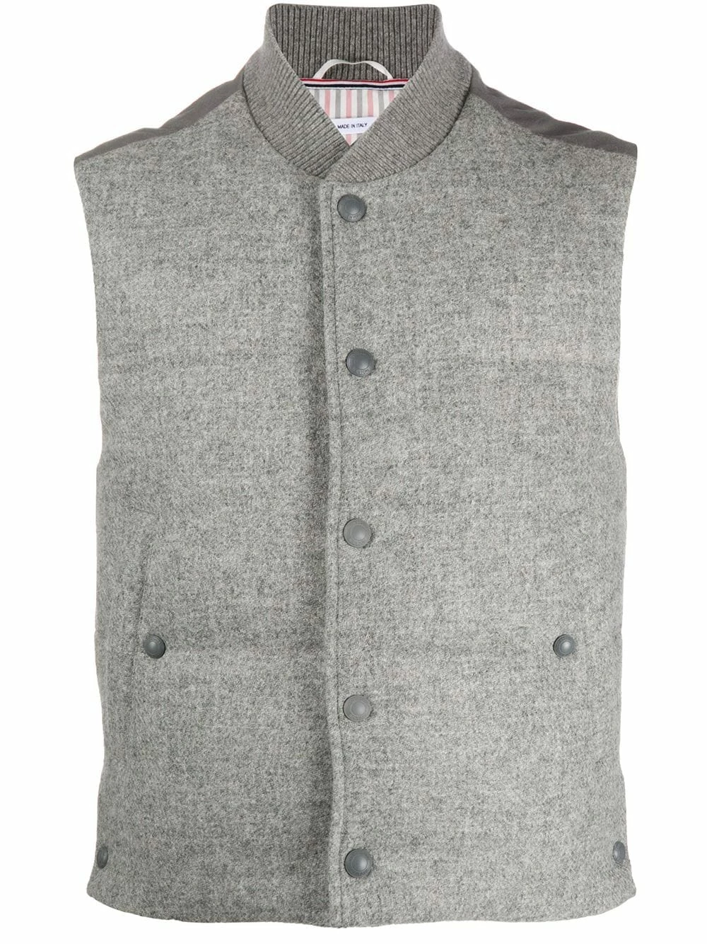 Thom Browne Snap button padded Shetland wool gilet waistcoats & gilets of men 1 Thom Browne snap-button padded Shetland wool gilet