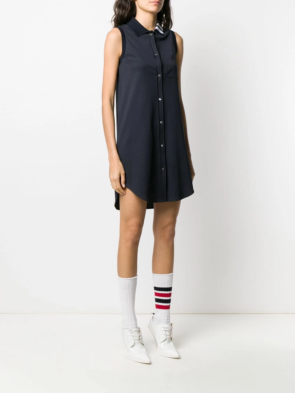Thom Browne 4 Bar intarsia sleeveless shirt dress day dresses of women 3 Thom Browne 4-Bar intarsia sleeveless shirt dress