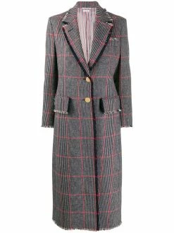 Thom Browne tricolor hunting tweed single-breasted overcoat