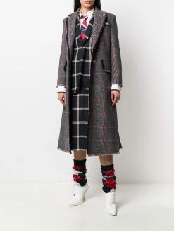 Thom Browne tricolor hunting tweed single-breasted overcoat