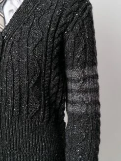 Thom Browne 4-bar aran cable cardigan