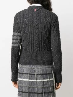 Thom Browne 4-bar aran cable cardigan