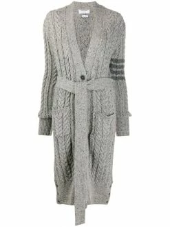 Thom Browne aran cable-knit 4-Bar cardi-coat