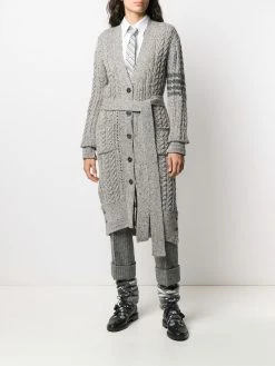 Thom Browne aran cable-knit 4-Bar cardi-coat