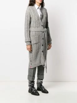 Thom Browne aran cable-knit 4-Bar cardi-coat