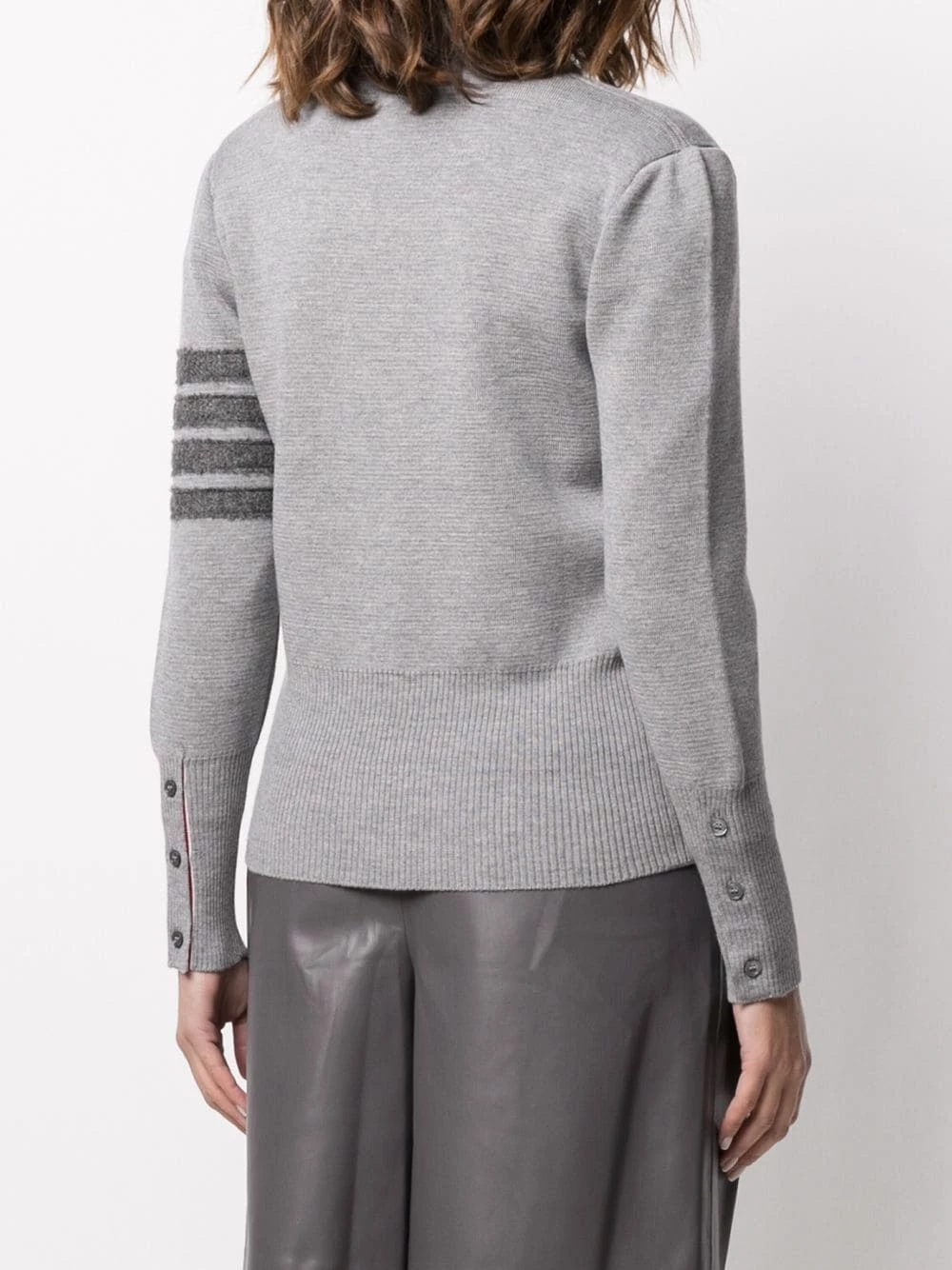 Thom Browne 4 Bar stripe V neck cardigan cardigans of women 4 Thom Browne 4-Bar stripe V-neck cardigan