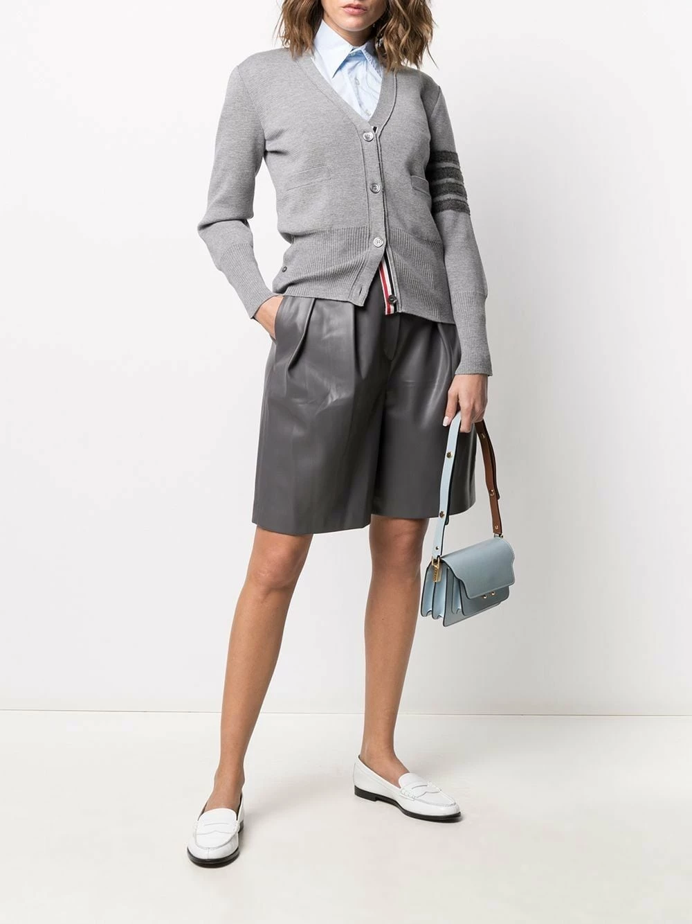 Thom Browne 4 Bar stripe V neck cardigan cardigans of women 2 Thom Browne 4-Bar stripe V-neck cardigan