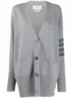 Thom Browne 4-Bar stripe Milano stitch cardi-coat