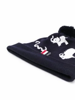 Thom Browne animal intarsia merino wool hat
