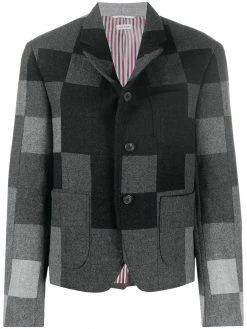 Thom Browne Shetland wool patchwork-effect shrunken blazer