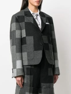 Thom Browne Shetland wool patchwork-effect shrunken blazer