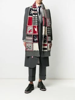 Thom Browne Holiday patchwork tweed crochet scarf