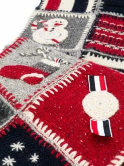 Thom Browne Holiday patchwork tweed crochet scarf