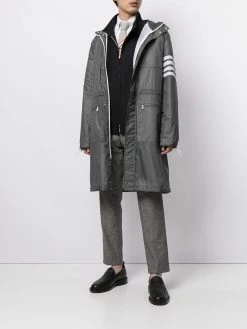 Thom Browne 4-Bar long hooded parka coat