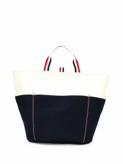 Thom Browne large double-face canvas tote bag