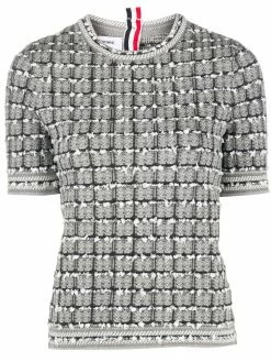 Thom Browne windowpane jacquard short-sleeve T-shirt