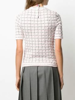 Thom Browne Windowpane jacquard short sleeve T shirt knitted tops of women 8 Thom Browne windowpane jacquard short-sleeve T-shirt