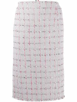 Thom Browne windowpane university check tweed pencil skirt